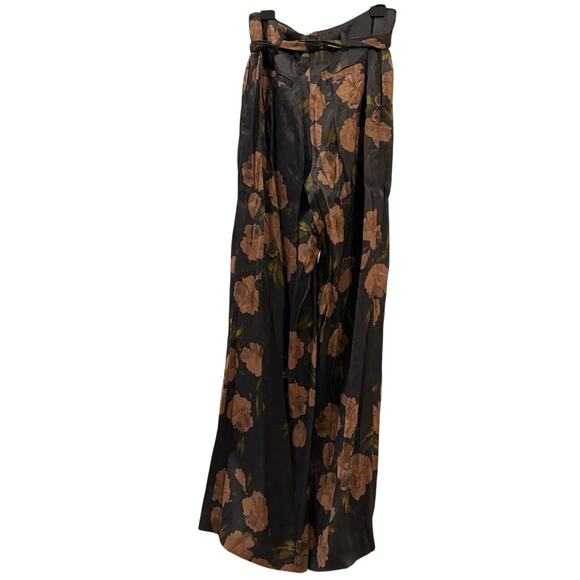 Anthropologie x ettiva Satin Flare Floral Pants Women's size 0 - Picture 2 of 4